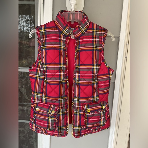 St Johns Bay Womens Small Red Plaid Quilted Puffer Vest EUC - Picture 4 of 9